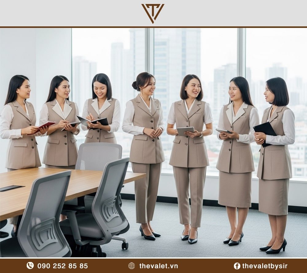 Mẫu áo vest đồng phục nữ dáng dài thời thượng