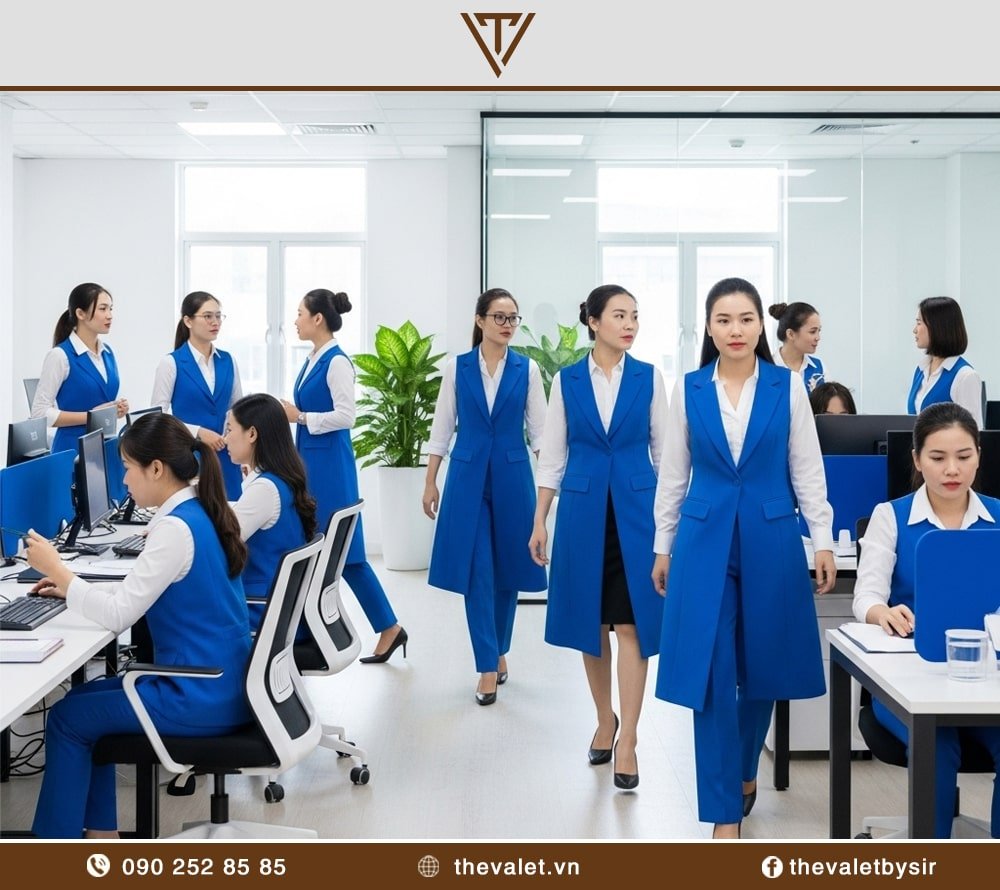 Mẫu áo vest đồng phục nữ dáng dài thời thượng