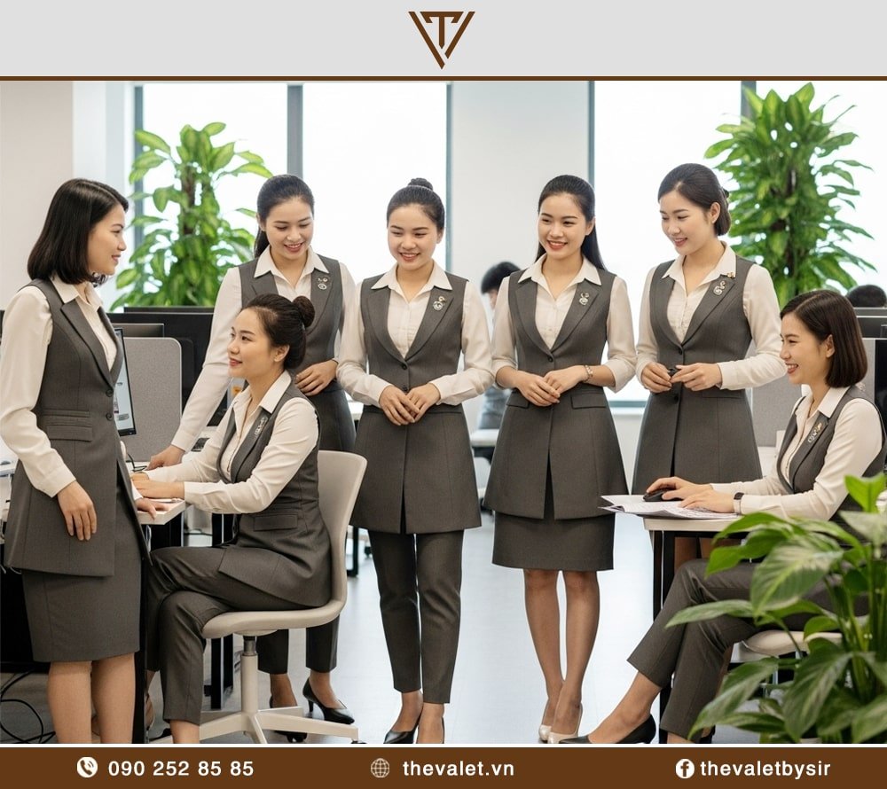 Mẫu áo vest đồng phục nữ dáng dài thời thượng