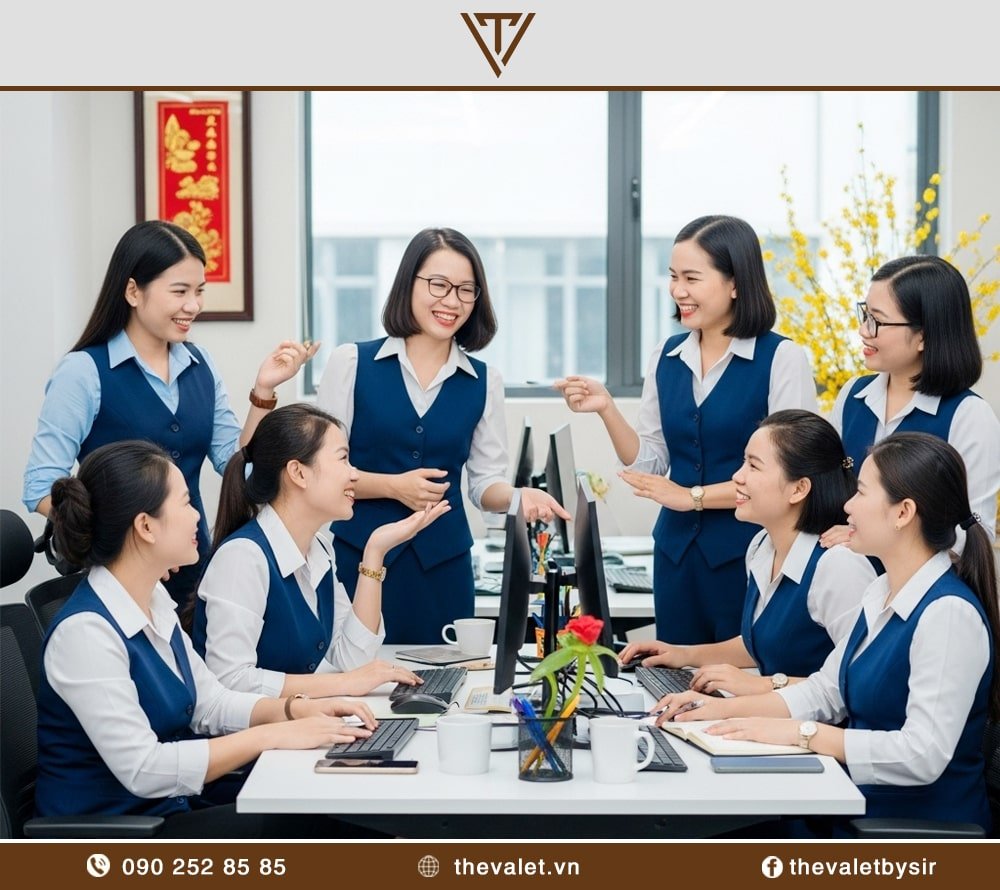 Mẫu đồng phục áo gile vest kết hợp sơ mi năng động