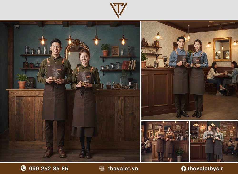 Mẫu đồng phục quán cafe Hàn Quốc Phong cách Vintage