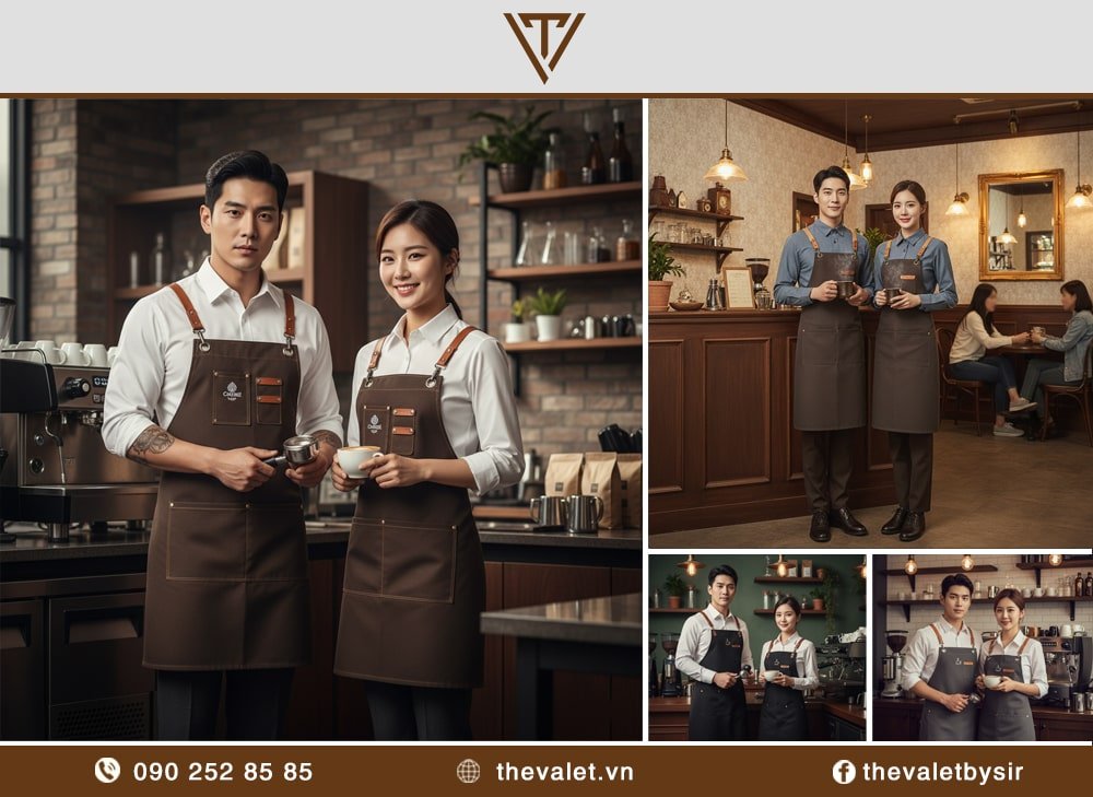 Mẫu đồng phục quán cafe Hàn Quốc Phong cách Barista chuyên nghiệp