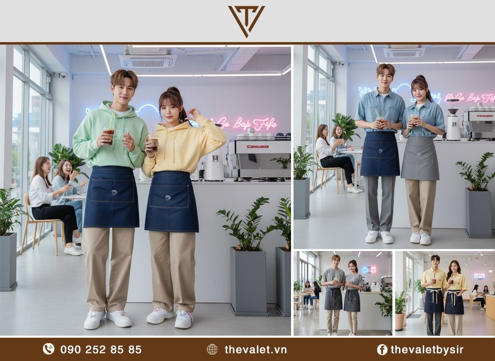 Mẫu đồng phục quán cafe Hàn Quốc Phong cách Ulzzang năng động