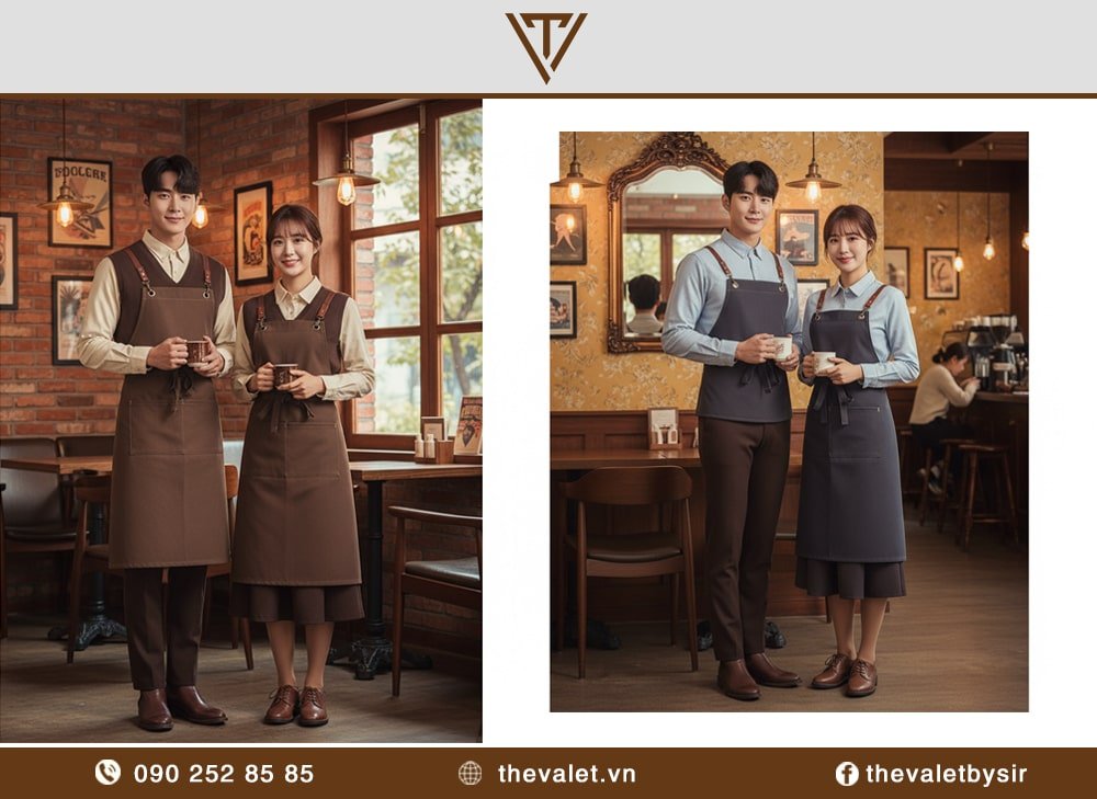 Mẫu đồng phục quán cafe Hàn Quốc Phong cách Vintage