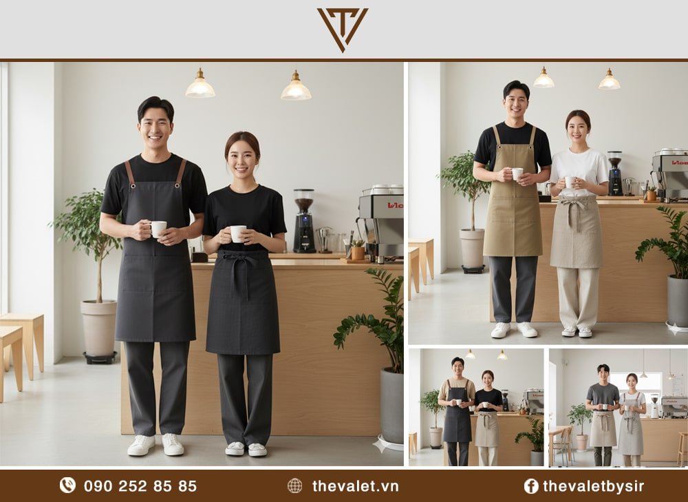 Mẫu đồng phục quán cafe Hàn Quốc Phong cách tối giản (Minimalism)