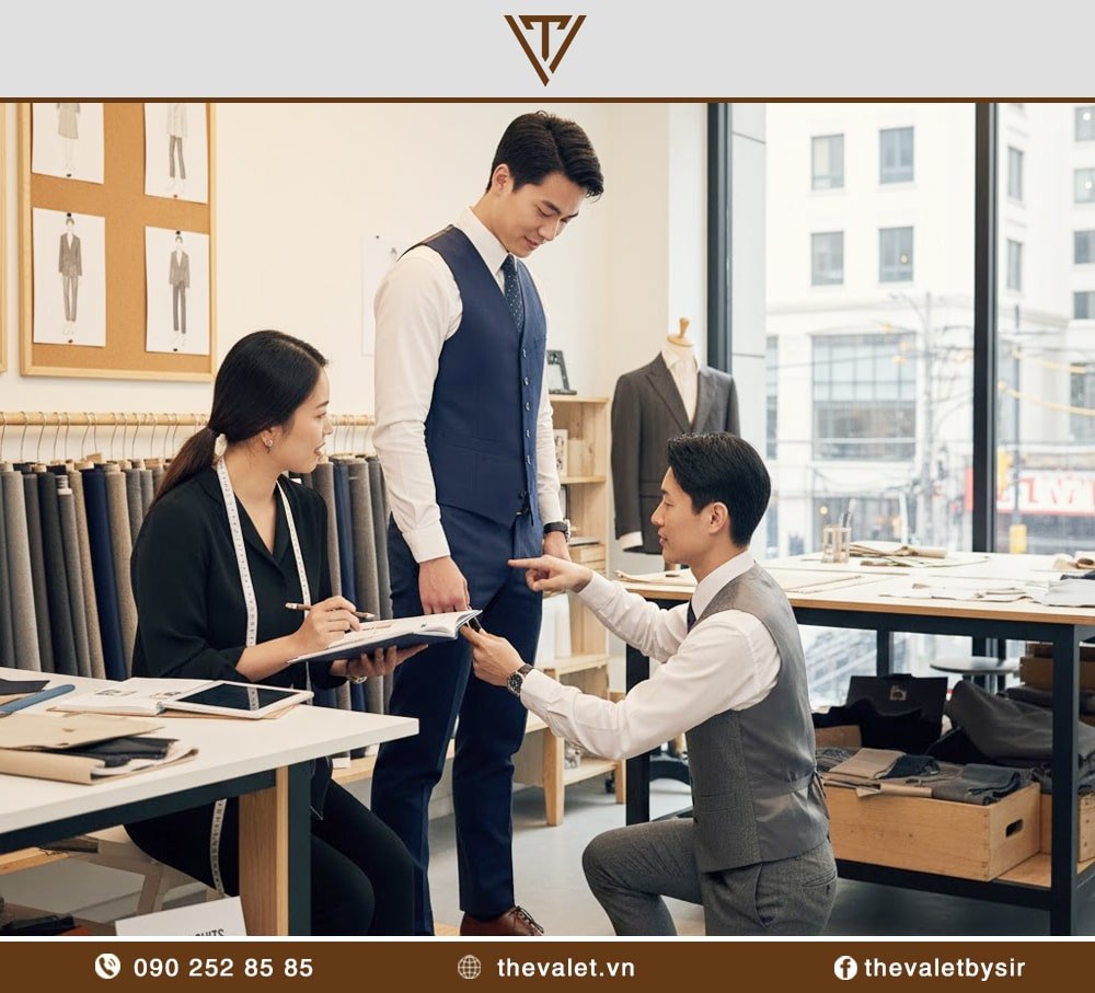 Thiết kế mẫu và may mẫu đồng phục vest nam thử nghiệm