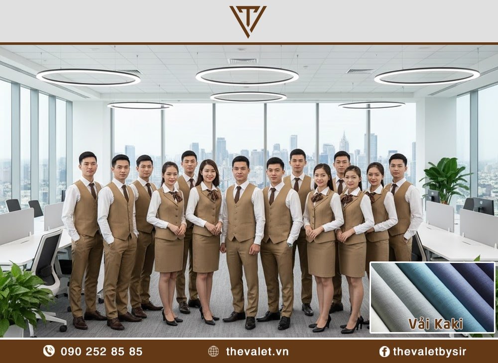 Vải Kaki may đồng phục vest