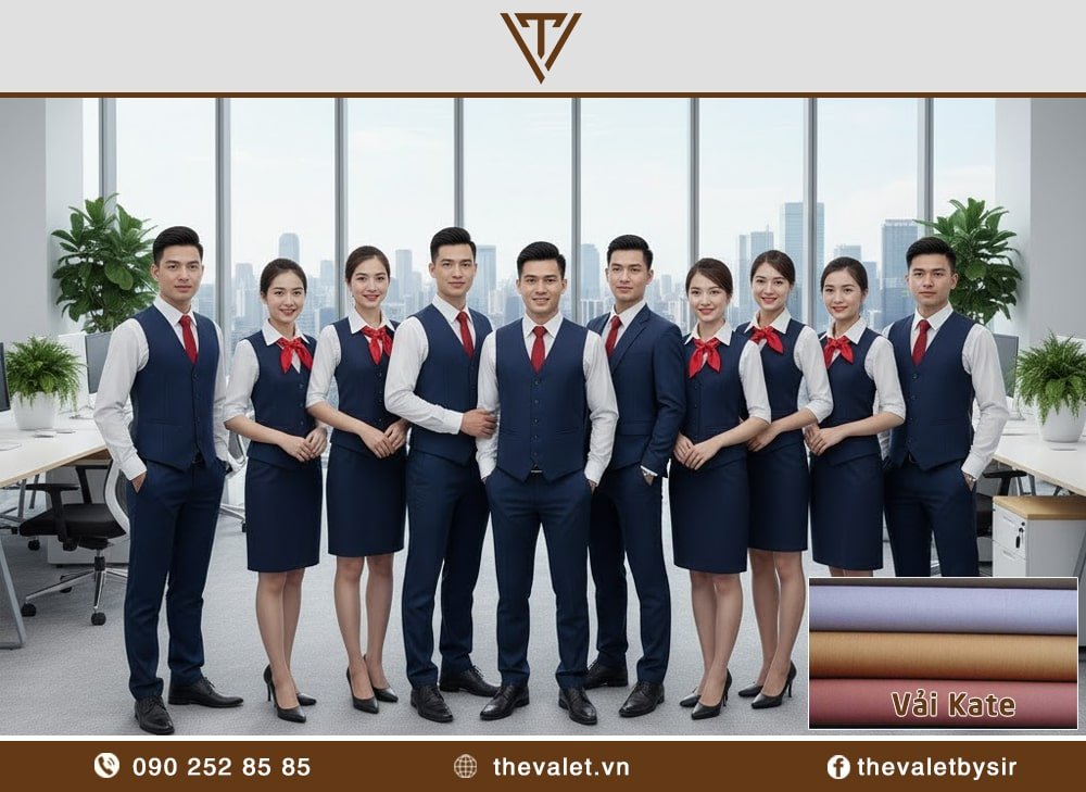 Vải Kate may đồng phục vest