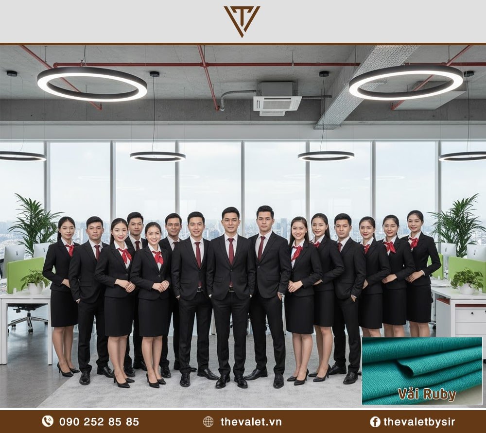 Vải Ruby may đồng phục vest
