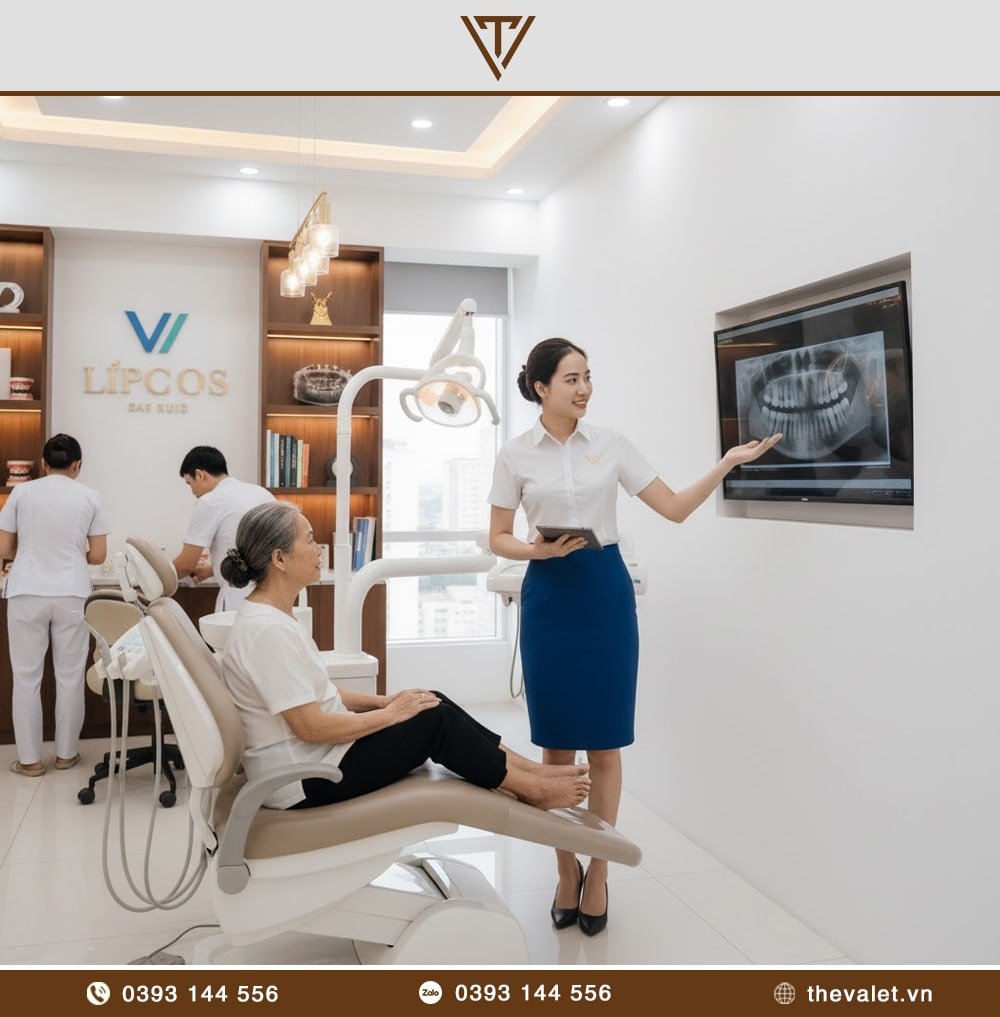 Mẫu đồng phục lễ tân nha khoa với kiểu dáng áo sơ mi tay ngắn kết hợp chân váy bút chì