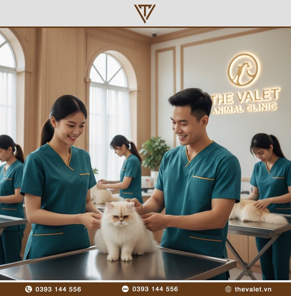 Mẫu đồng phục thú y sử dụng bộ Scrubs cổ V phối màu