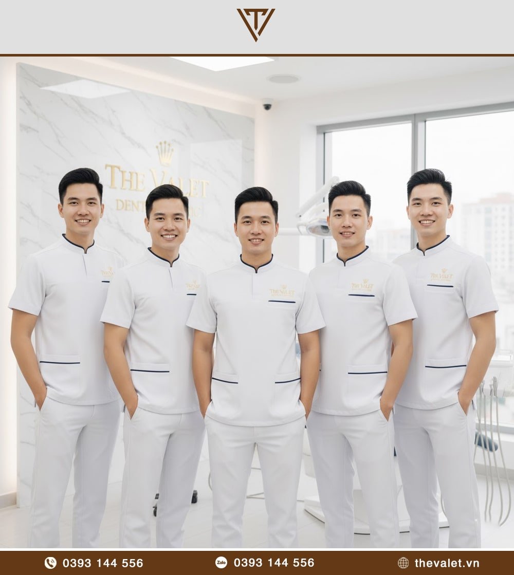 Mẫu đồng phục trợ thủ nha khoa nam dáng xuông