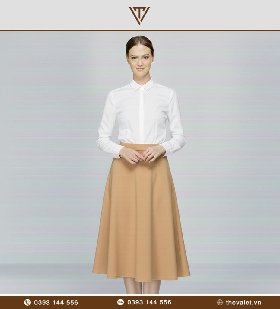 Chân váy kaki phối stretch