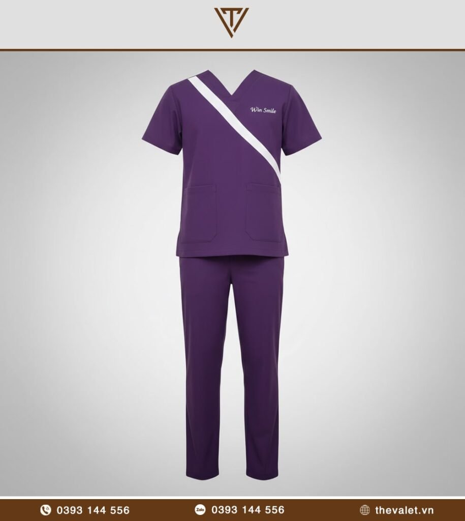 Mẫu đồng phục bác sỹ nha khoa Scrub tím thời trang