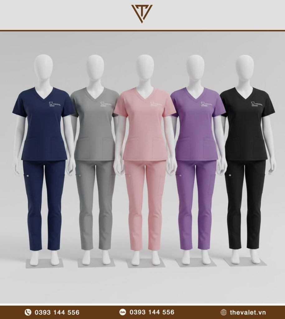 Mẫu đồng phục bác sỹ nha khoa Scrubs màu sắc theo vai trò – đa phong cách