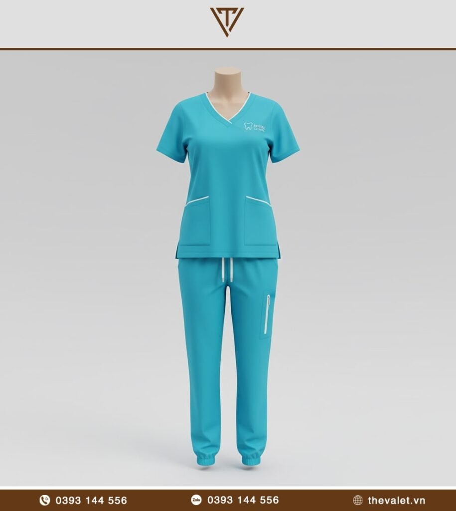 Mẫu đồng phục lễ tân nha khoa với Bộ scrubs mùa hè