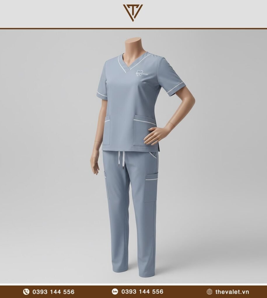Mẫu đồng phục lễ tân nha khoa với Scrub kiểu y tế