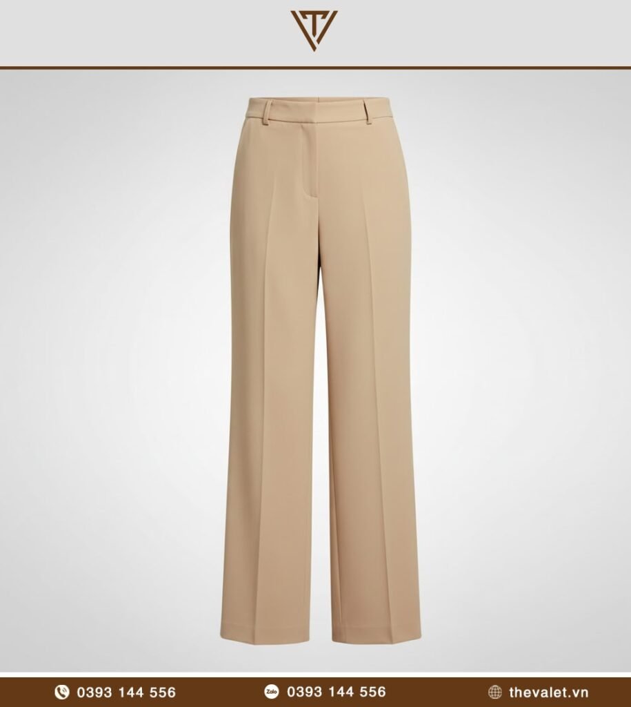 Quần tây nữ ống suông be