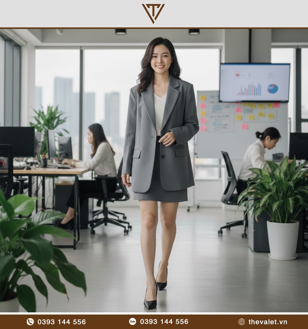 Áo Vest nữ dáng suông màu trung tính