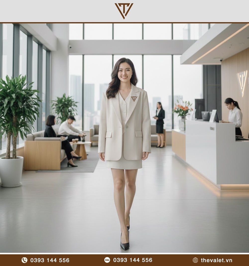 Áo Vest nữ dáng suông phối logo