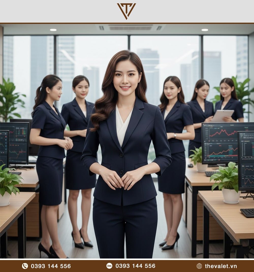 Áo vest đồng phục nữ cổ chữ V