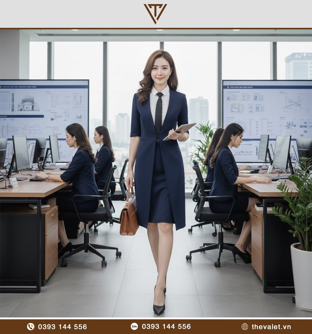 Áo vest đồng phục nữ dáng dài