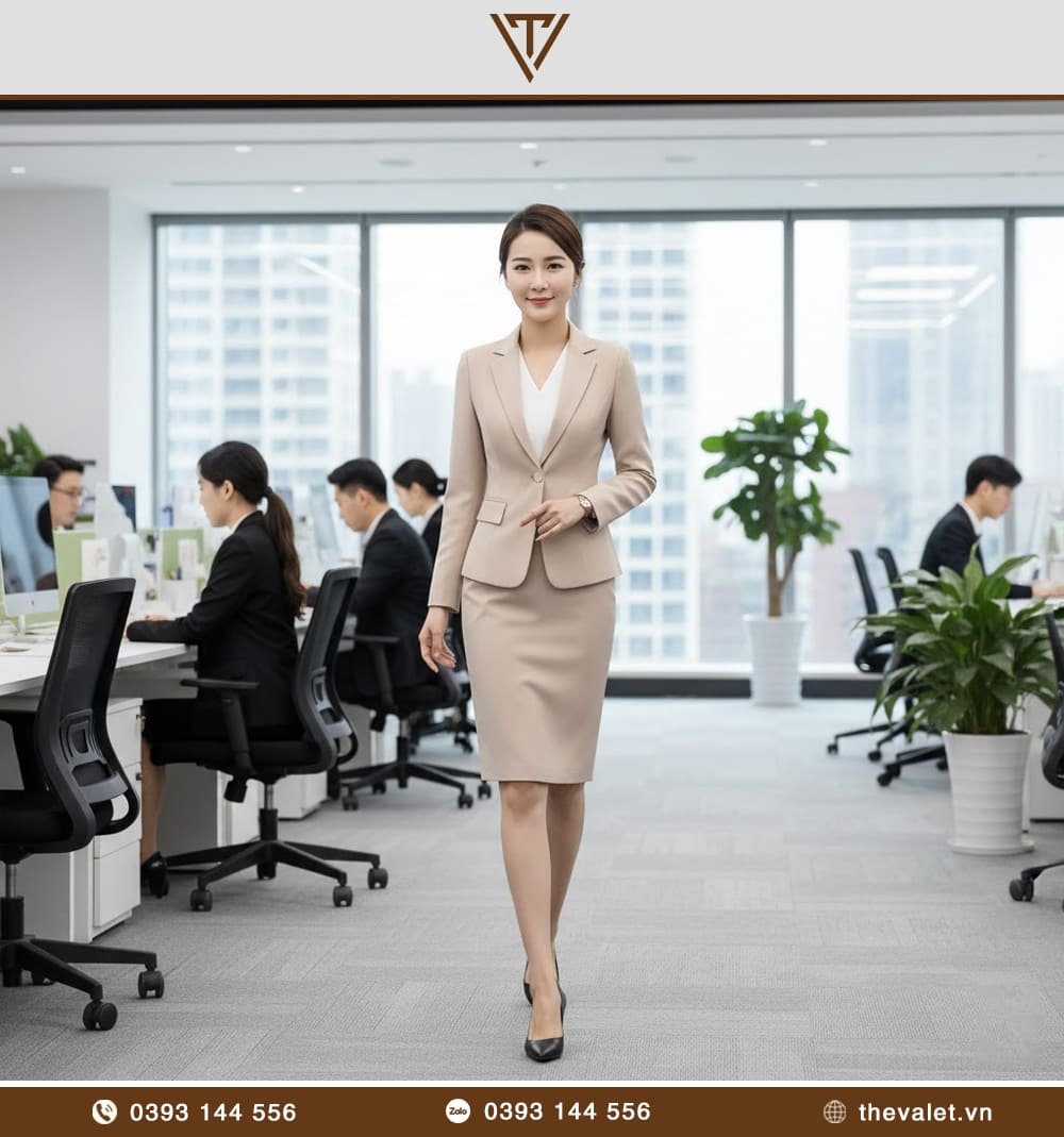 Áo vest đồng phục nữ dáng ôm 1 khuy