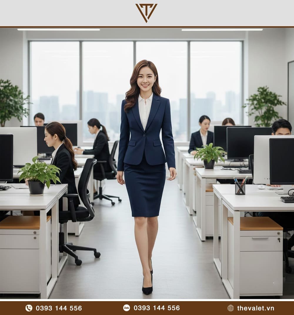 Áo vest đồng phục nữ dáng ôm 2 khuy