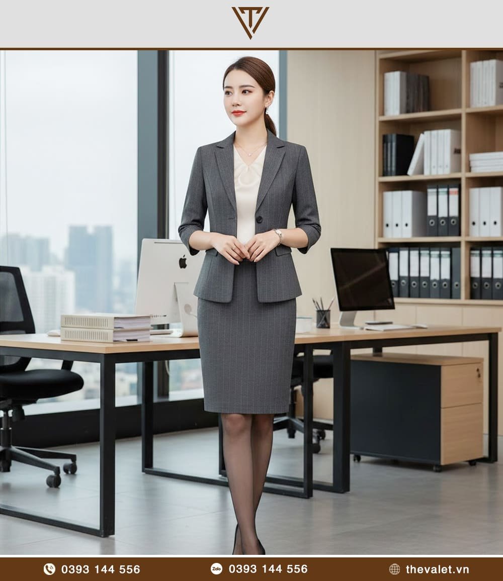 Mẫu áo Vest nữ dáng lửng 1 cúc cổ chữ V