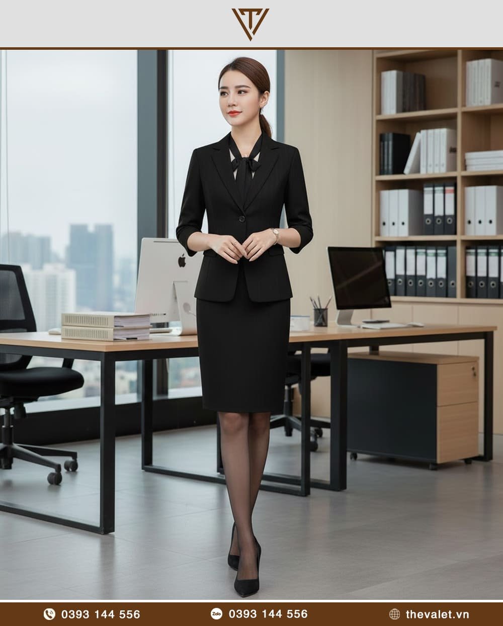 Mẫu áo Vest nữ dáng lửng 2 cúc cổ chữ V