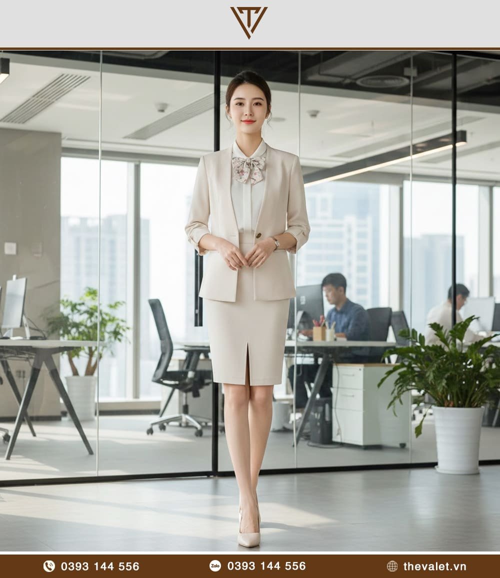 Vest đồng phục nữ dáng lửng dáng suông