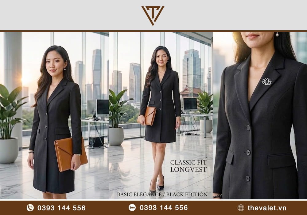 Vest nữ dáng dài basic thanh lịch (Classic Fit)