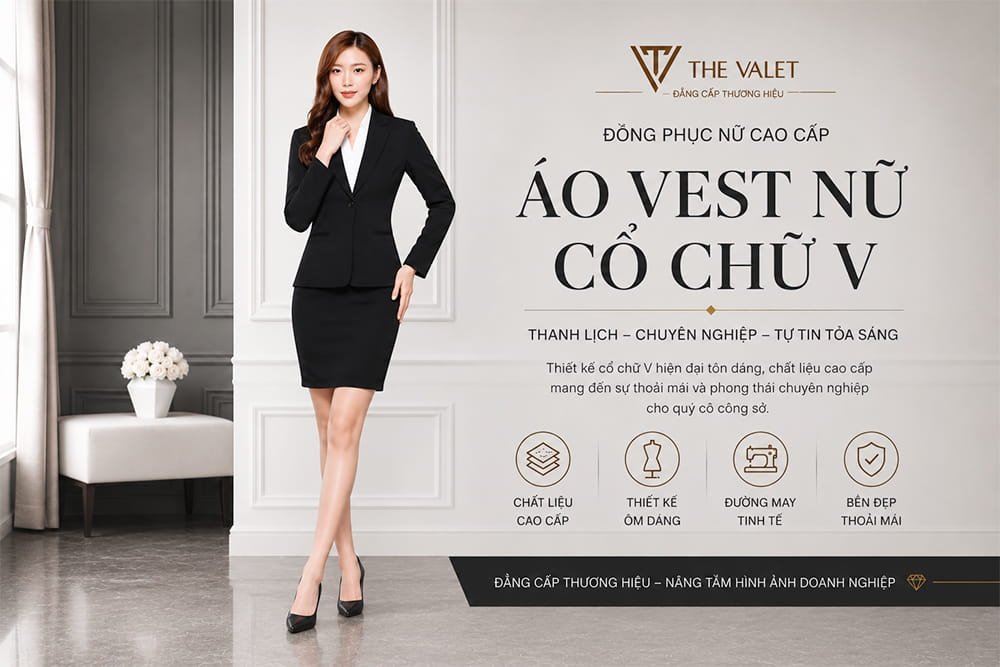 Áo Vest Đồng Phục Nữ Cổ Chữ V