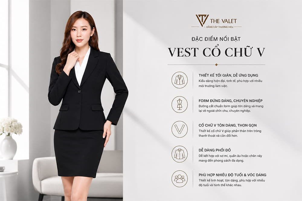 Đặc Điểm Áo Vest Đồng Phục Nữ Cổ Chữ V