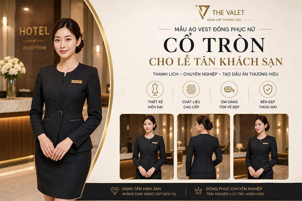 Áo vest đồng phục nữ cổ tròn cho lễ tân khách sạn của The Valet
