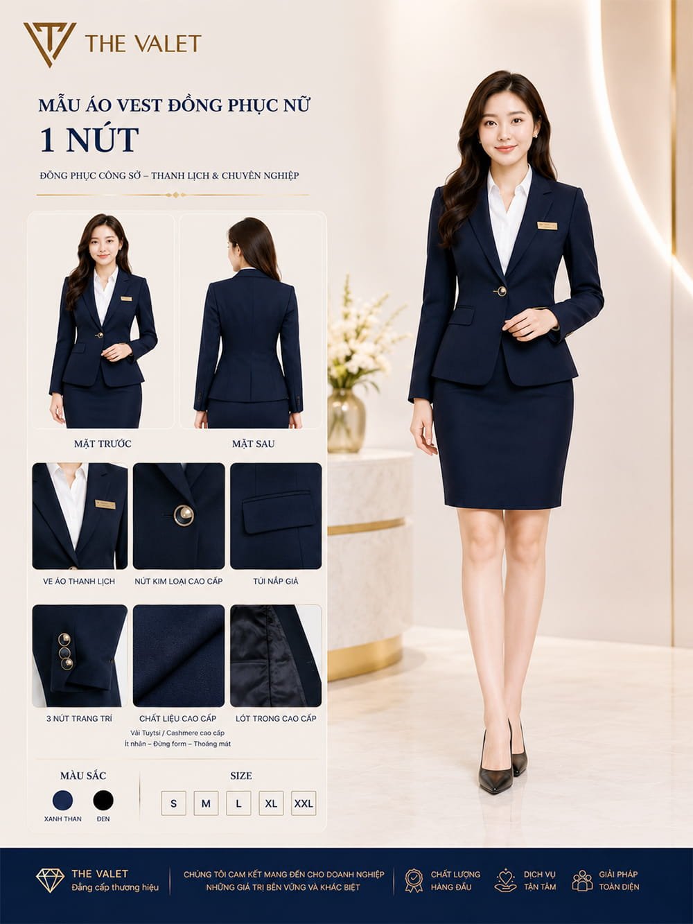 Mẫu áo vest đồng phục nữ 1 nút