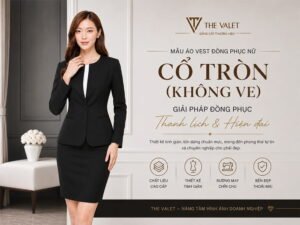 Mẫu áo vest đồng phục nữ cổ tròn (không ve)