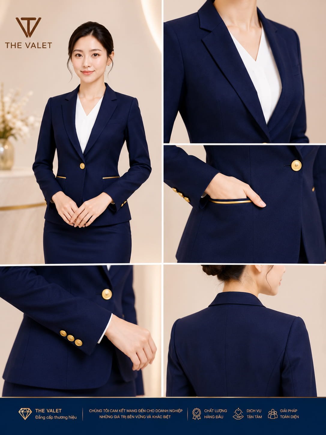 Mẫu vest đồng phục nữ cổ chữ V dáng ôm