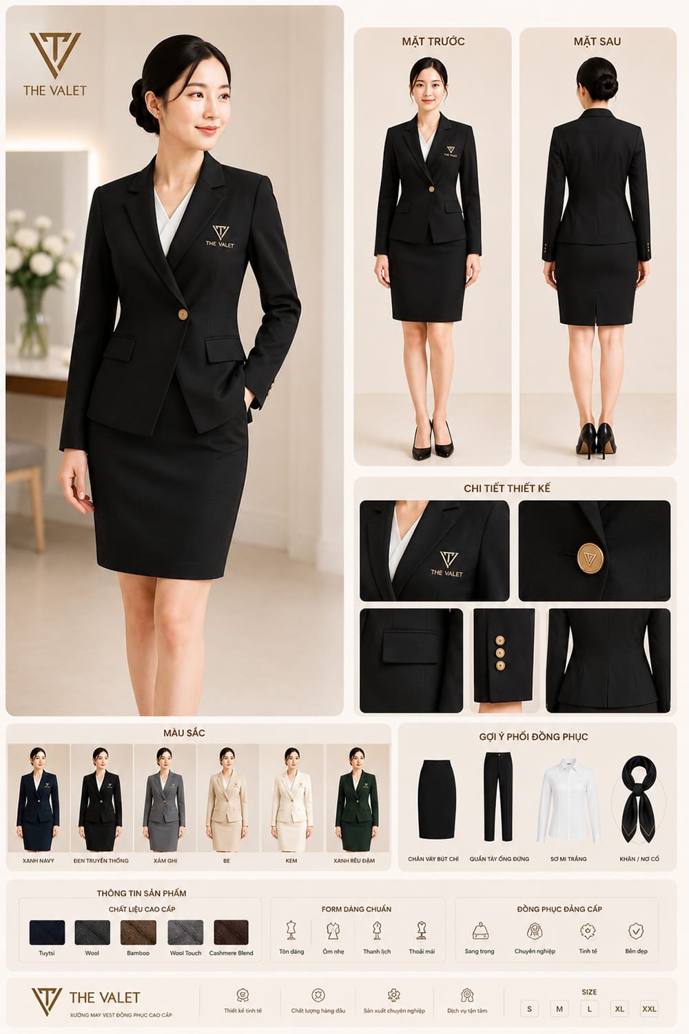 Mẫu vest đồng phục nữ ve chữ K